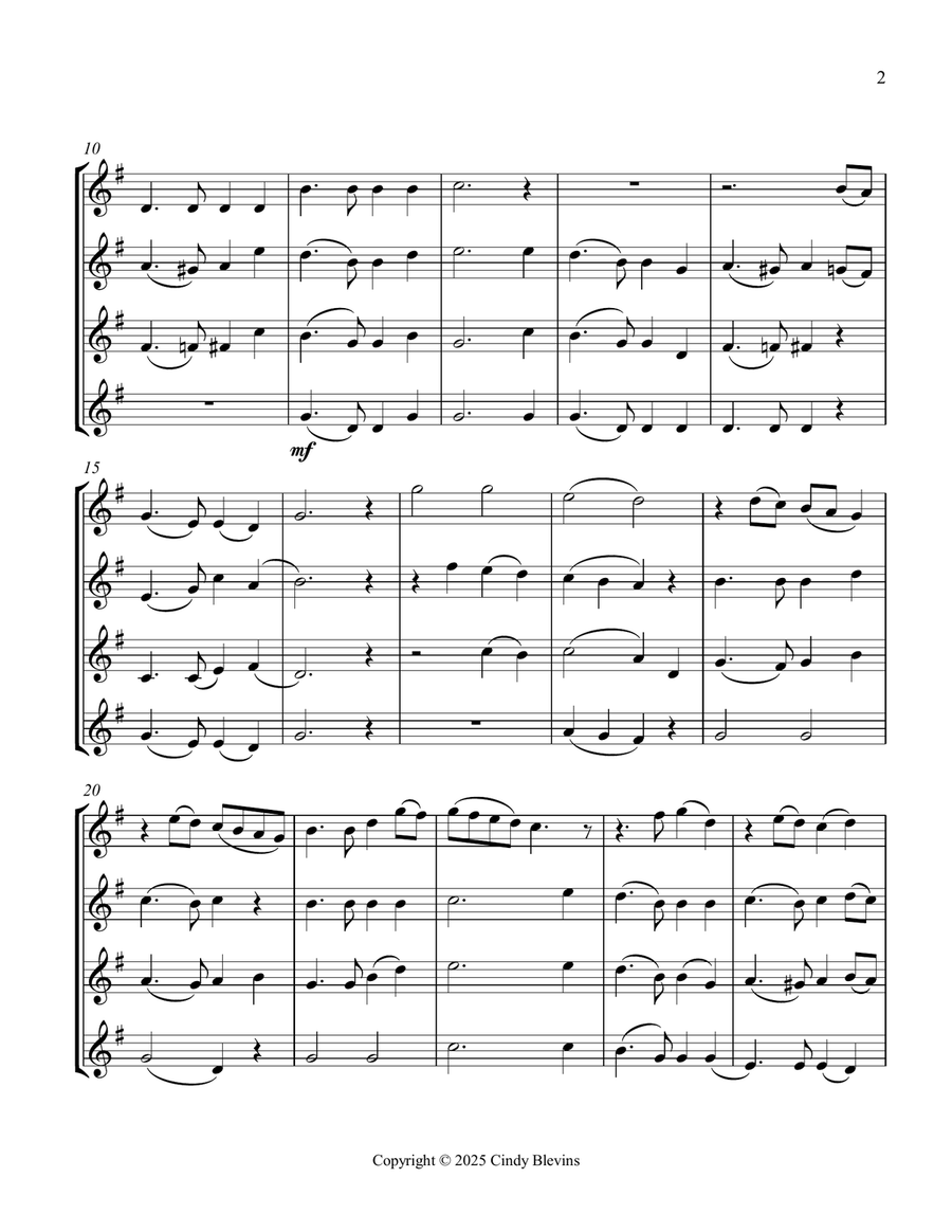 Auld Lang Syne, for Violin Quartet String Quartet scores gallery preview page 3