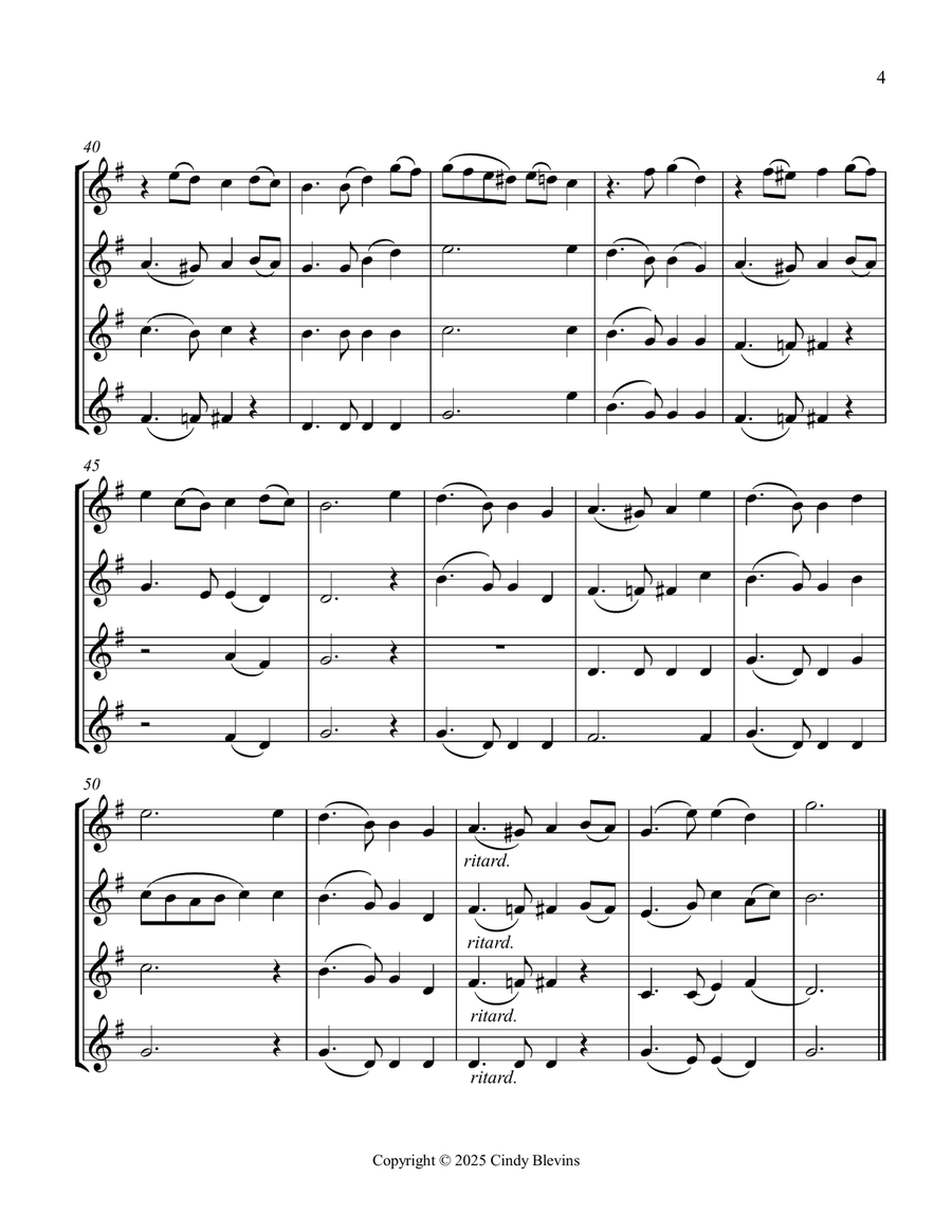 Auld Lang Syne, for Violin Quartet String Quartet scores gallery preview page 5