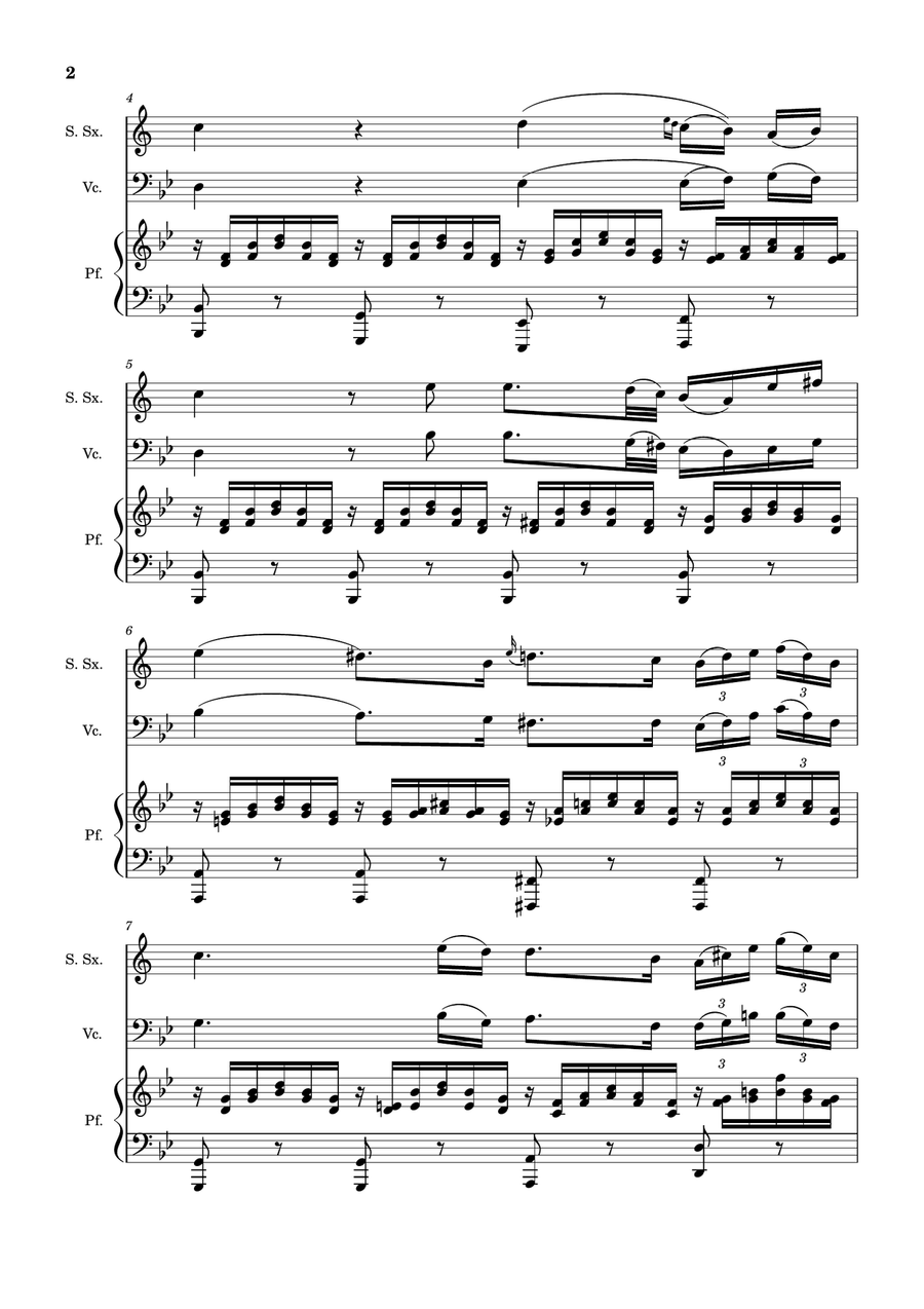 Ave Maria by F. Schubert – S. Sax, Cello and Piano. Score and Parts Small Ensemble scores gallery preview page 2
