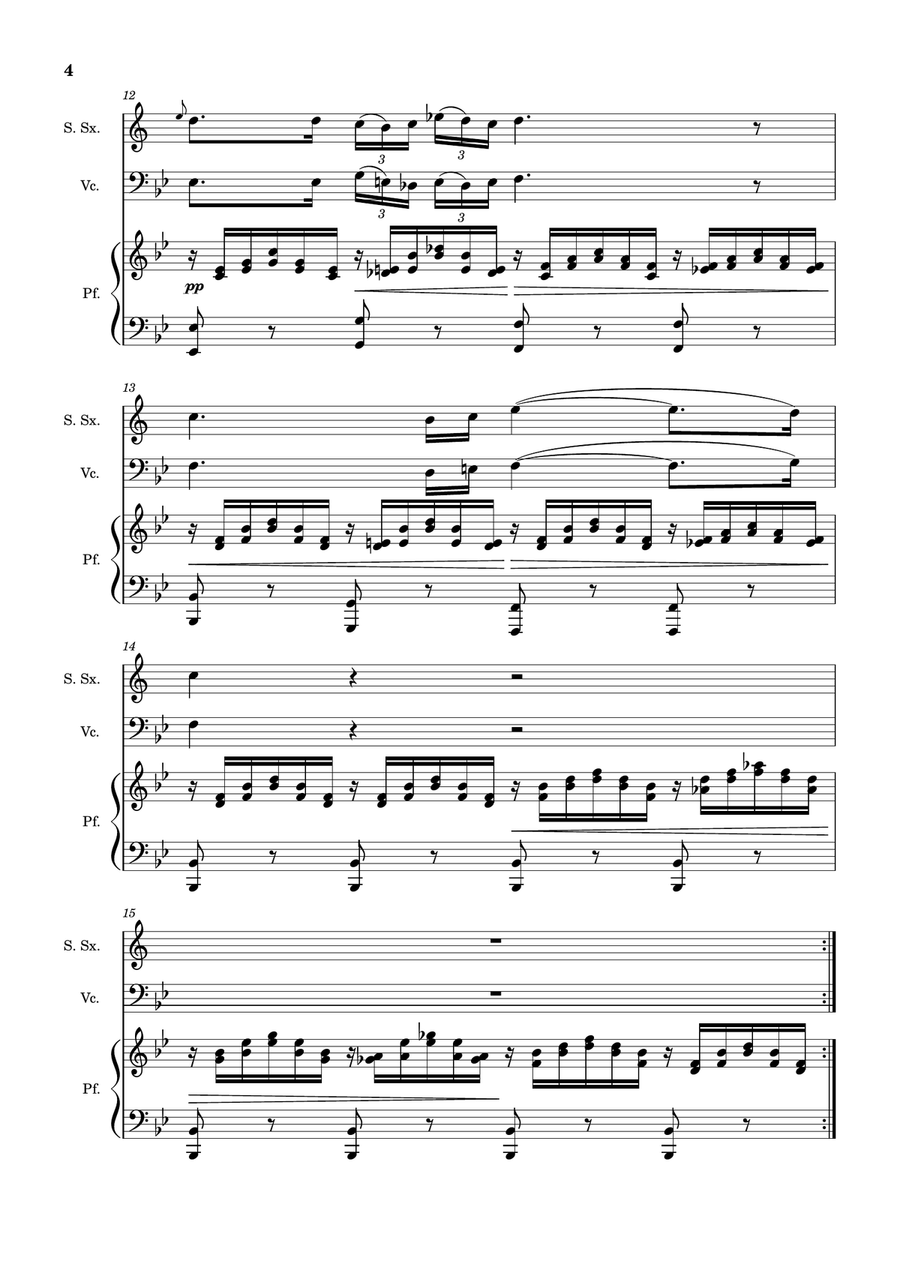 Ave Maria by F. Schubert – S. Sax, Cello and Piano. Score and Parts Small Ensemble scores gallery preview page 4
