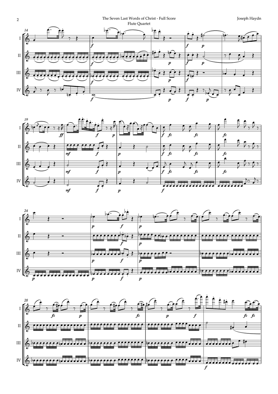 The Seven Last Words of Christ by Haydn for Flute Quartet Flute Quartet scores gallery preview page 2