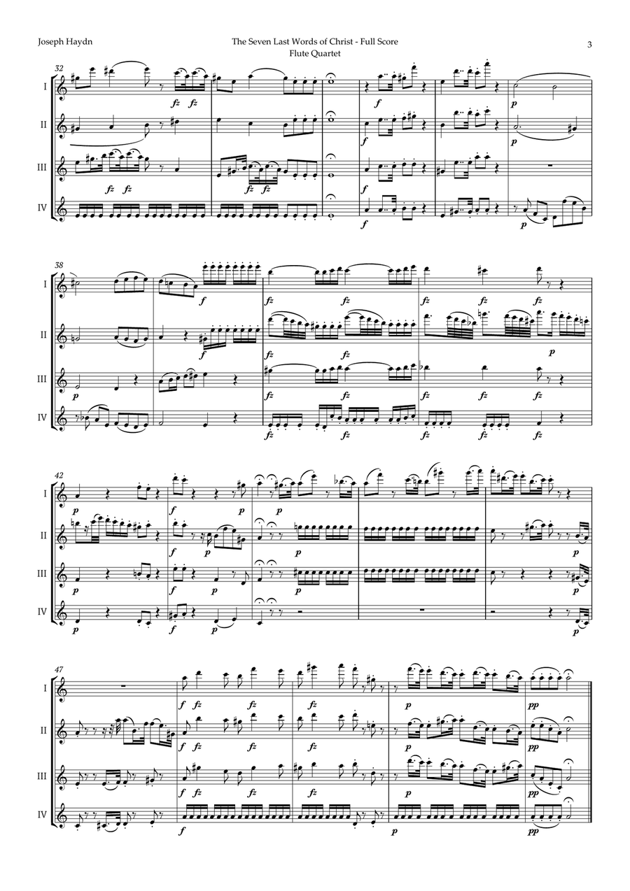 The Seven Last Words of Christ by Haydn for Flute Quartet Flute Quartet scores gallery preview page 3