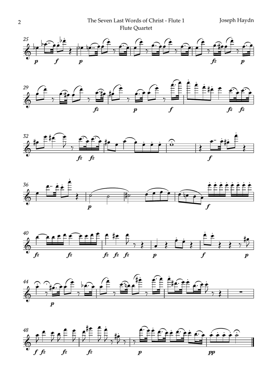 The Seven Last Words of Christ by Haydn for Flute Quartet Flute Quartet scores gallery preview page 5