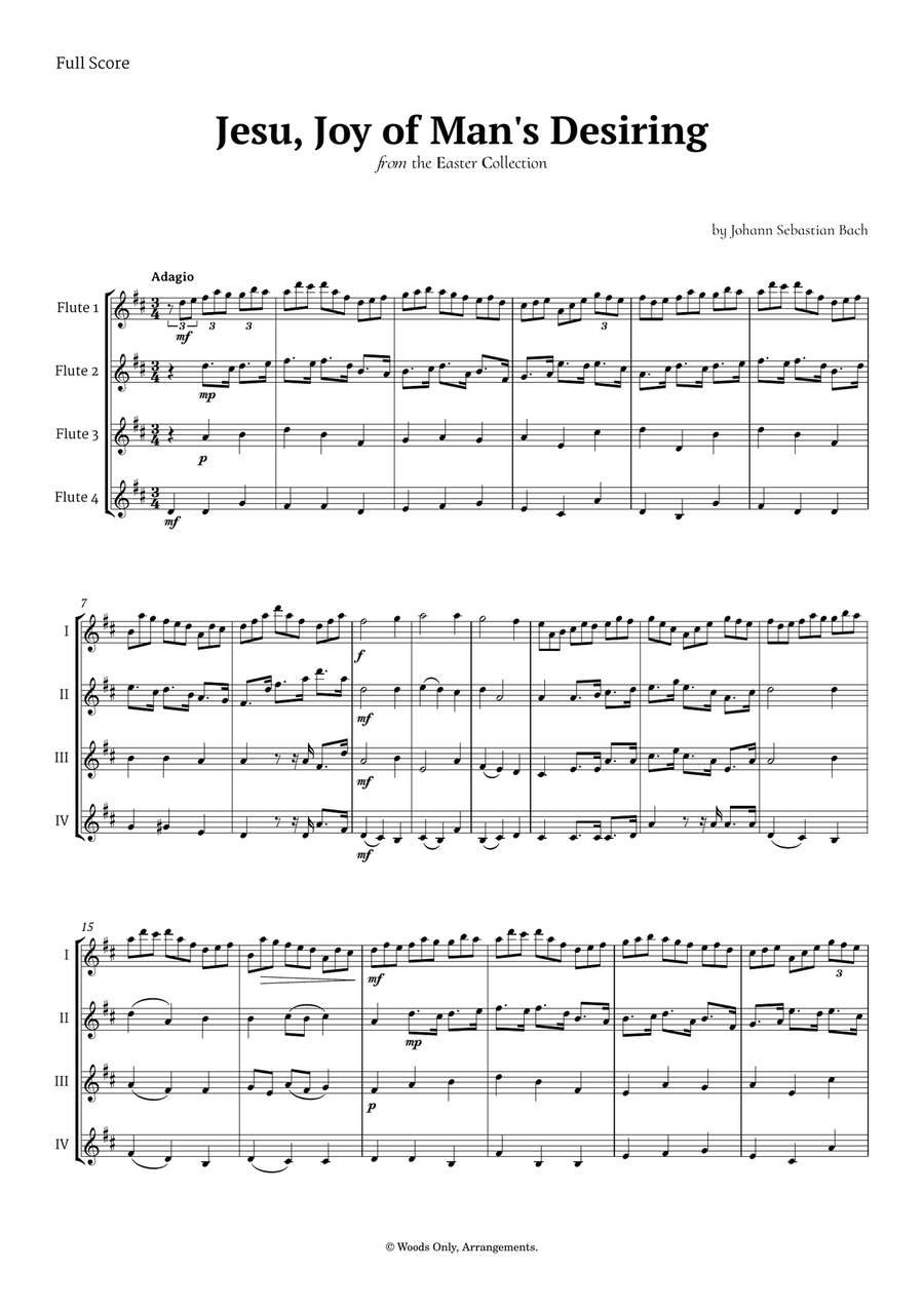 Jesu, Joy of Man's Desiring by Bach for Flute Quartet Flute Quartet scores gallery preview page 1