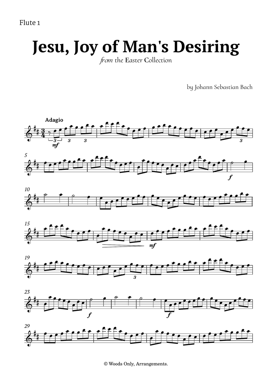 Jesu, Joy of Man's Desiring by Bach for Flute Quartet Flute Quartet scores gallery preview page 4