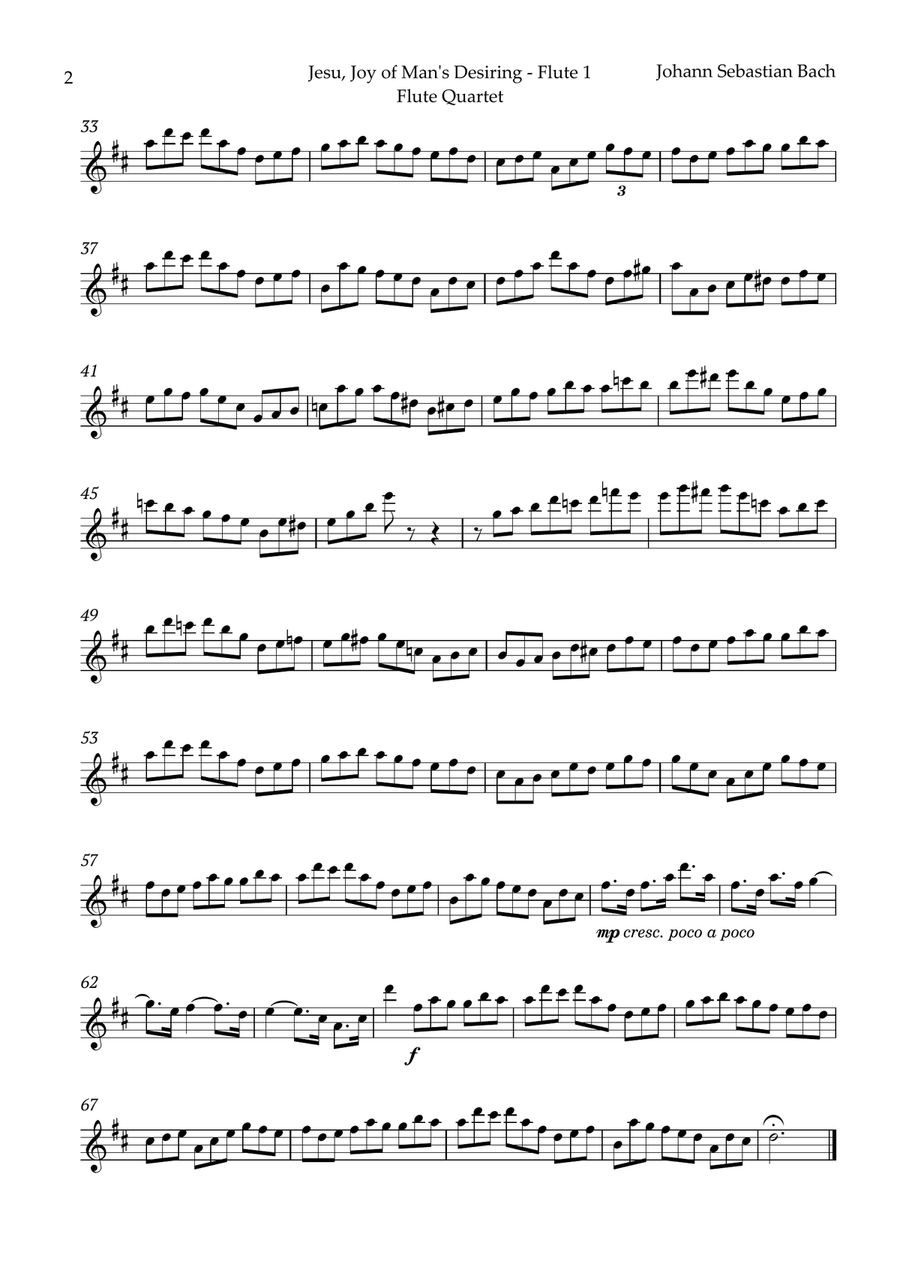 Jesu, Joy of Man's Desiring by Bach for Flute Quartet Flute Quartet scores gallery preview page 5