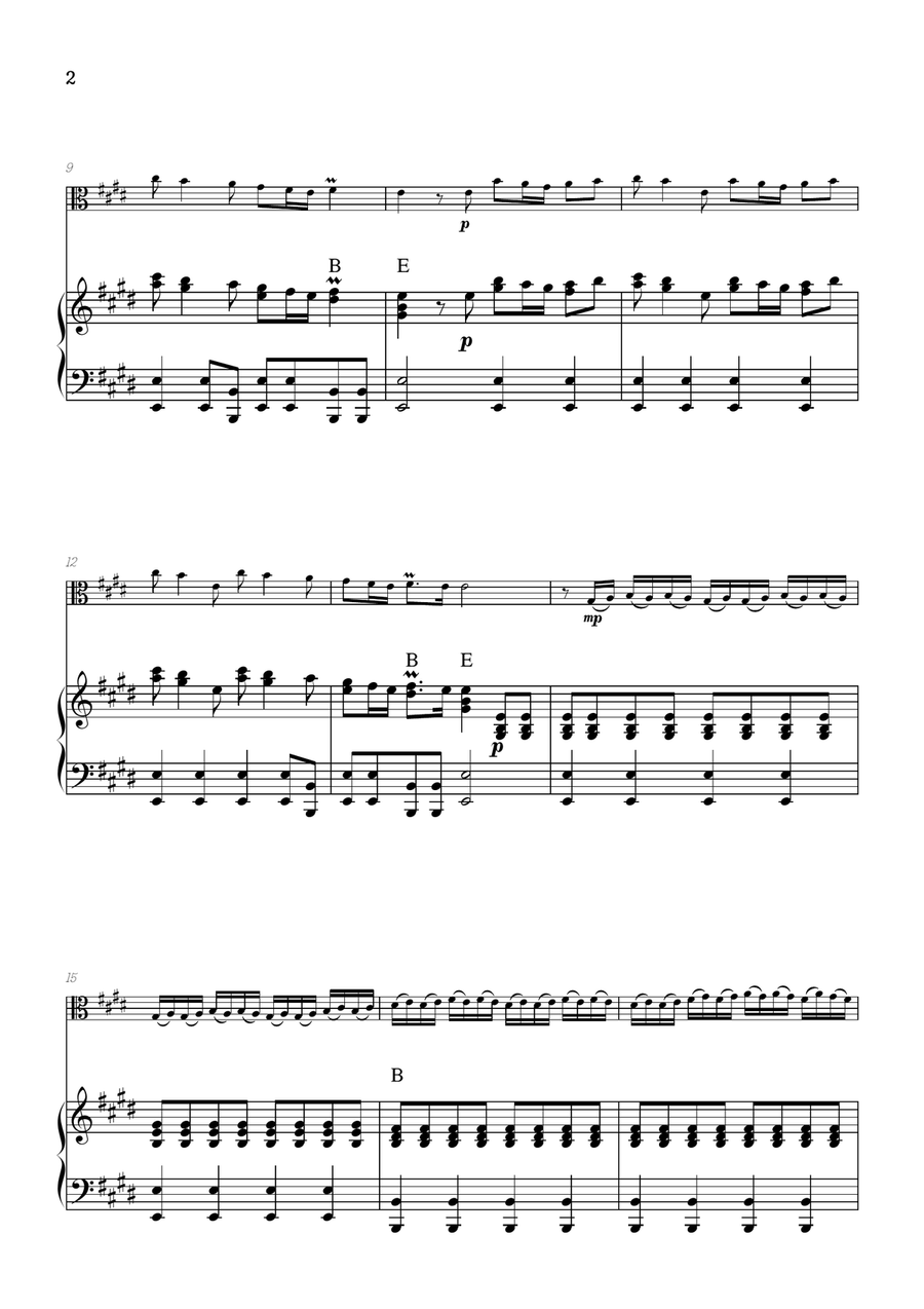 Vivaldi • The Four Seasons: Spring | viola sheet music w/ piano accompaniment (chords) Chamber Music scores gallery preview page 2