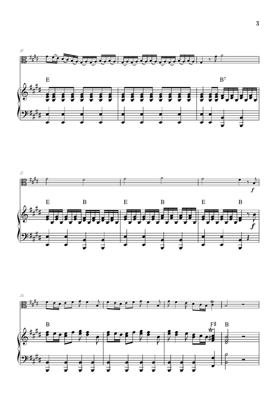 Vivaldi • The Four Seasons: Spring | viola sheet music w/ piano accompaniment (chords) Chamber Music scores gallery preview page 3