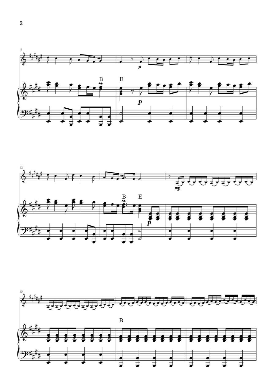 Vivaldi • The Four Seasons: Spring | clarinet sheet music w/ piano accompaniment (chords) Chamber Music scores gallery preview page 2