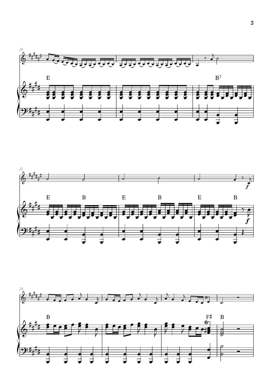 Vivaldi • The Four Seasons: Spring | clarinet sheet music w/ piano accompaniment (chords) Chamber Music scores gallery preview page 3