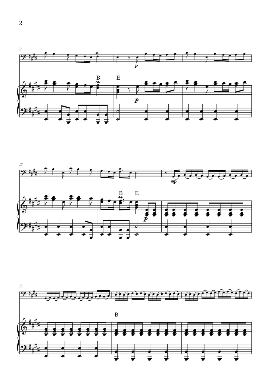 Vivaldi • The Four Seasons: Spring | cello sheet music w/ piano accompaniment (chords) Chamber Music scores gallery preview page 2
