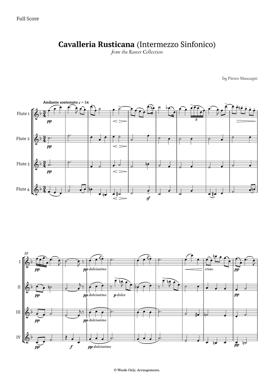 Intermezzo Sinfonico by Pietro Mascagni for Flute Quartet Flute Quartet scores gallery preview page 1
