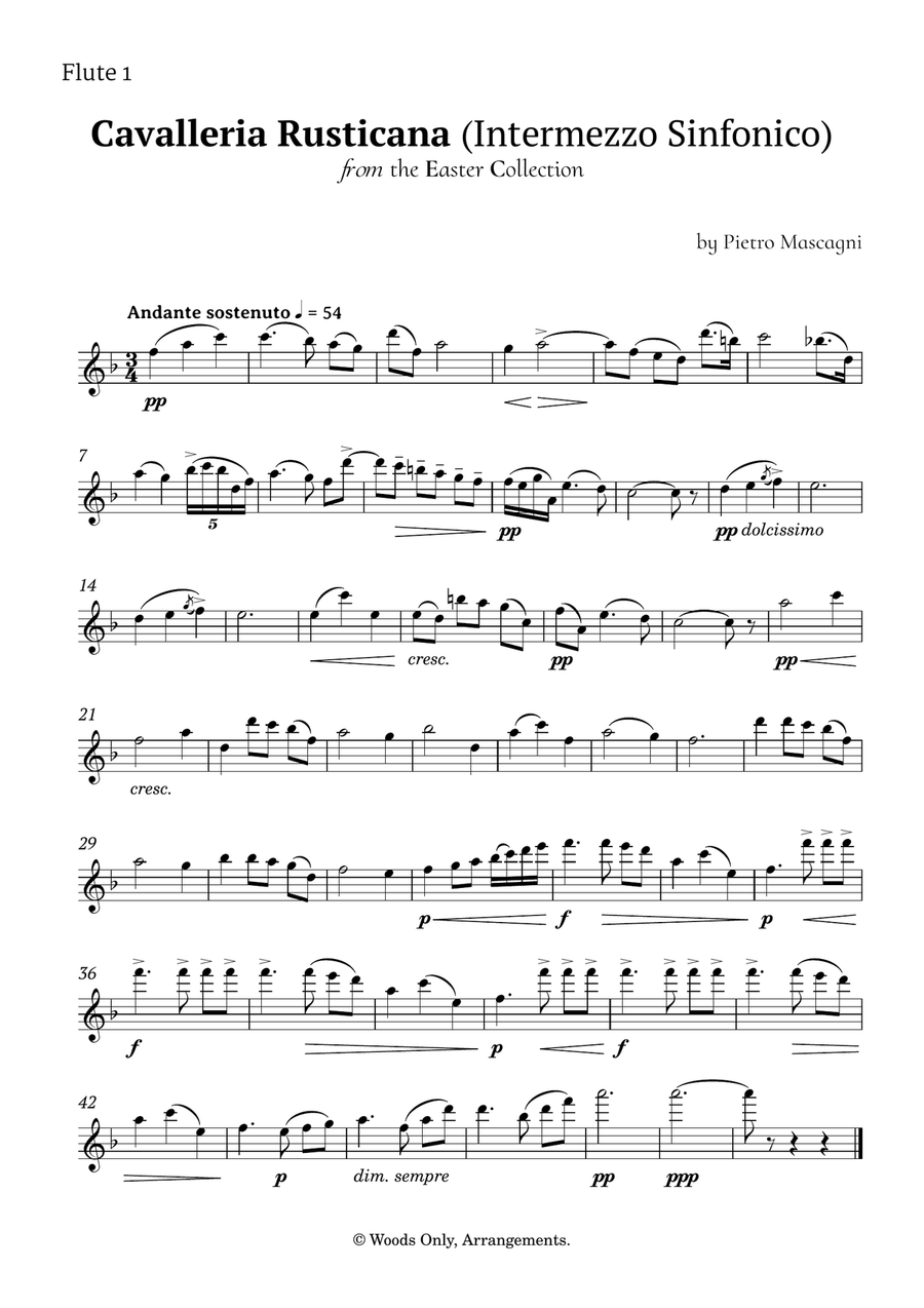 Intermezzo Sinfonico by Pietro Mascagni for Flute Quartet Flute Quartet scores gallery preview page 3