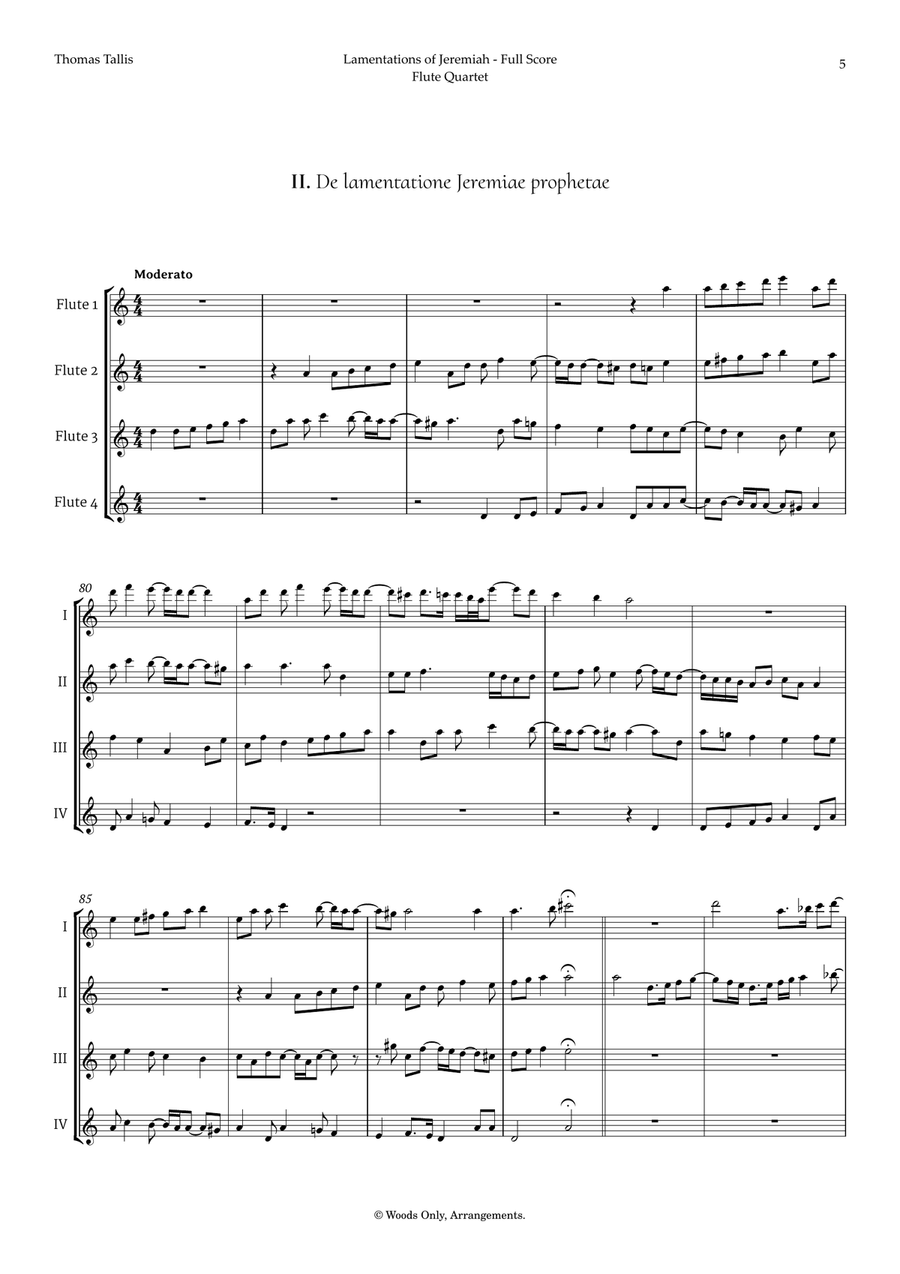 Lamentations of Jeremiah by Thomas Tallis for Flute Quartet Flute Quartet scores gallery preview page 5