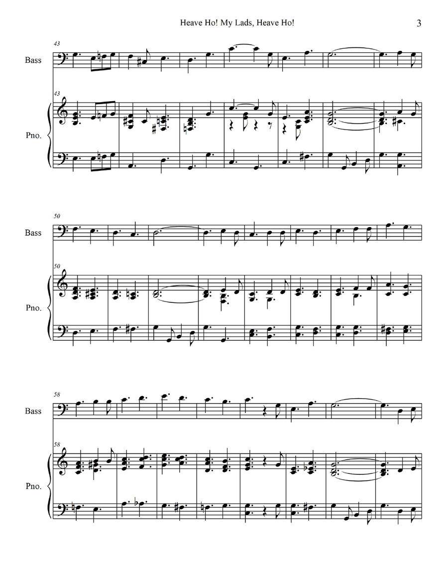 Heave Ho! My Lads, Heave Ho! - for Bass Guitar with Piano Accompaniment Bass Guitar scores gallery preview page 5