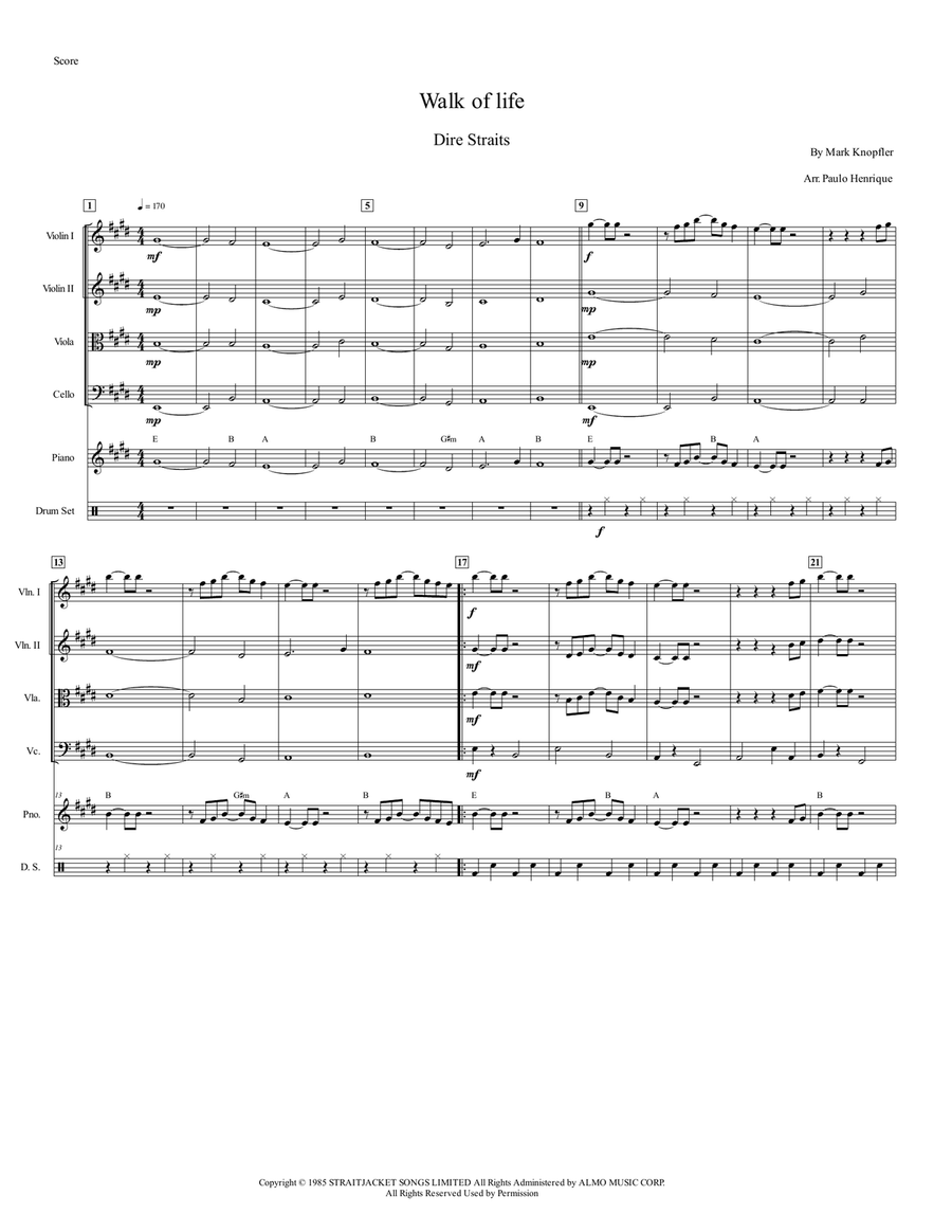 Walk Of Life Walk Of Life String Quartet scores gallery preview page 2