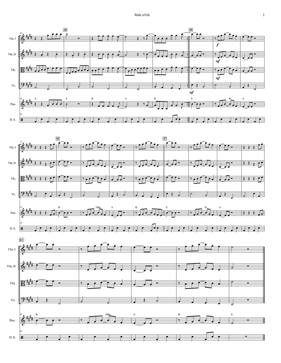 Walk Of Life Walk Of Life String Quartet scores gallery preview page 4
