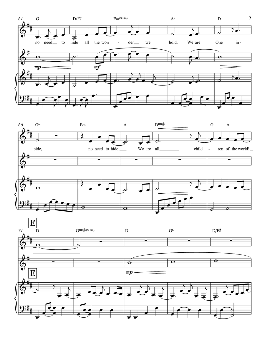 One Inside Piano, Vocal scores gallery preview page 6