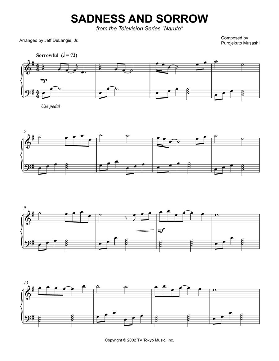Sadness and Sorrow Sadness and Sorrow Piano Solo scores gallery preview page 1