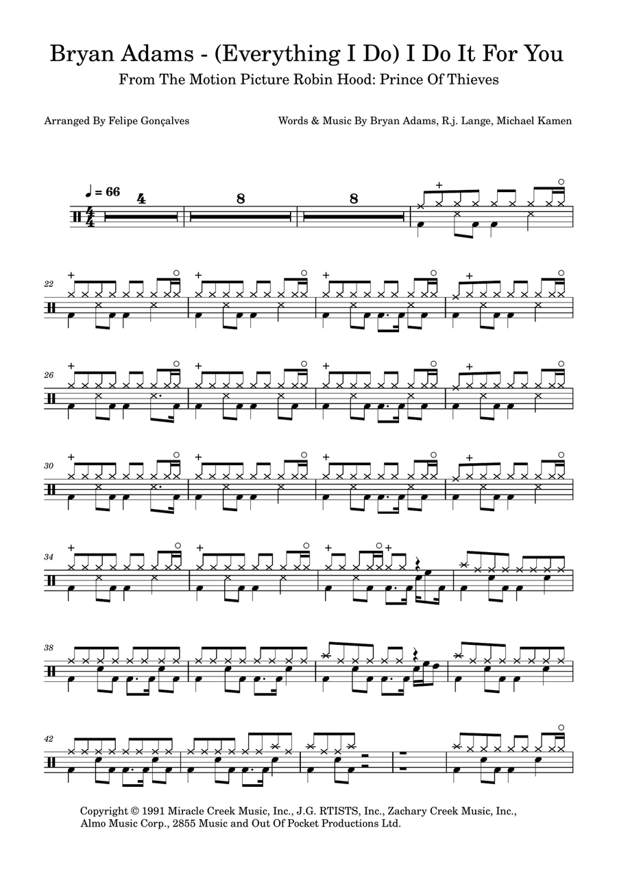 (Everything I Do) I Do It For You Drum Set scores gallery preview page 1