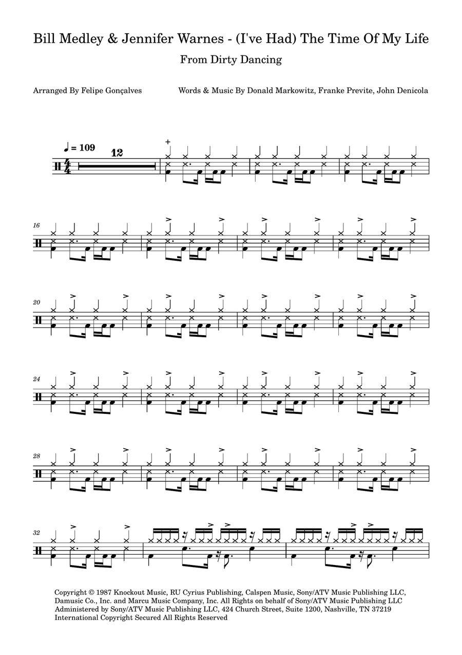 (I've Had) The Time Of My Life Drum Set scores gallery preview page 1