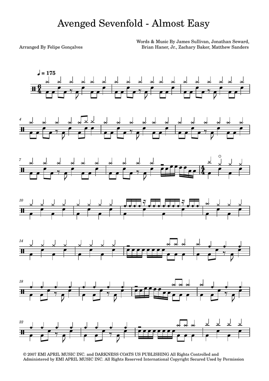Almost Easy Almost Easy Drum Set scores gallery preview page 1