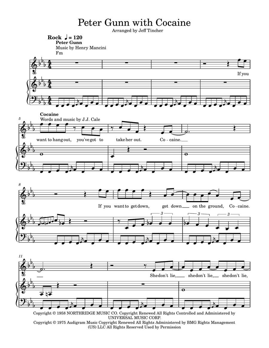 Medley: Peter Gunn with Cocaine Piano, Vocal scores gallery preview page 2