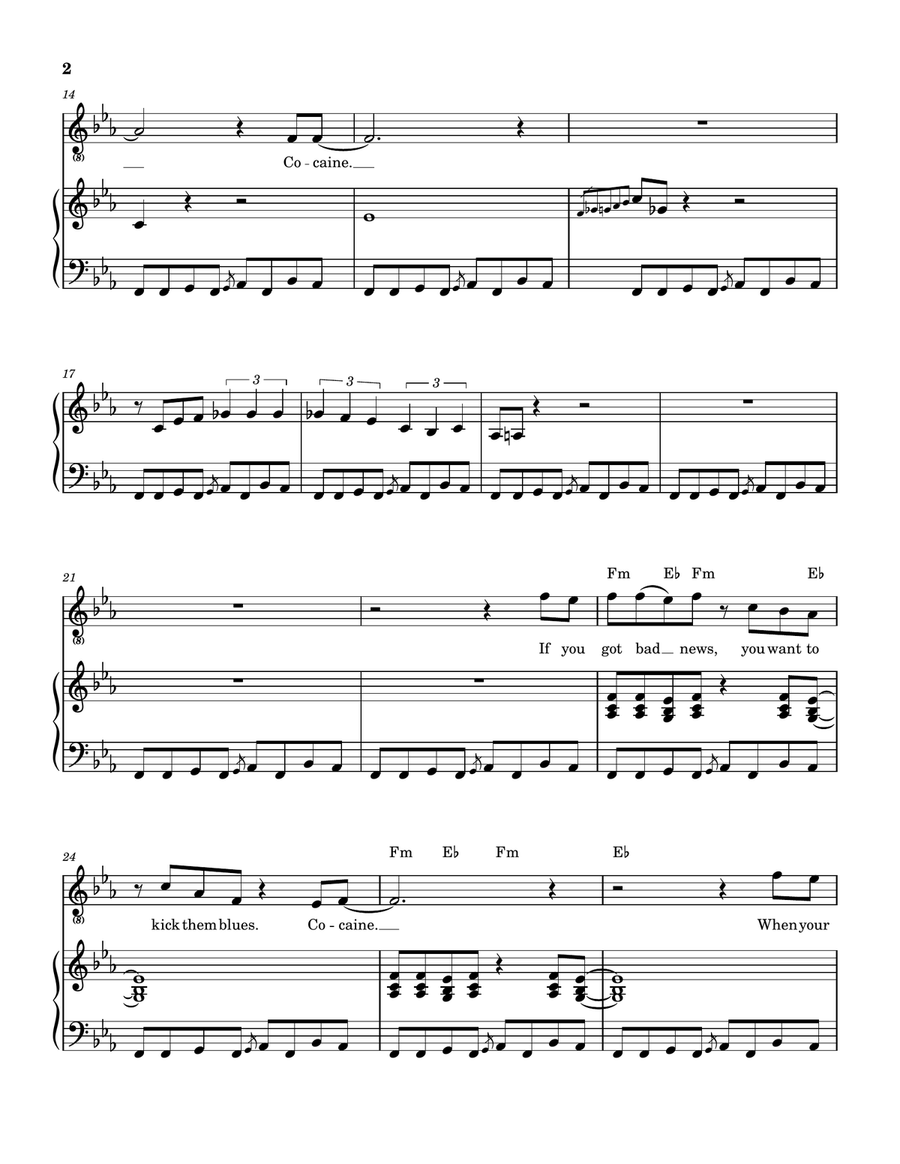 Medley: Peter Gunn with Cocaine Piano, Vocal scores gallery preview page 3