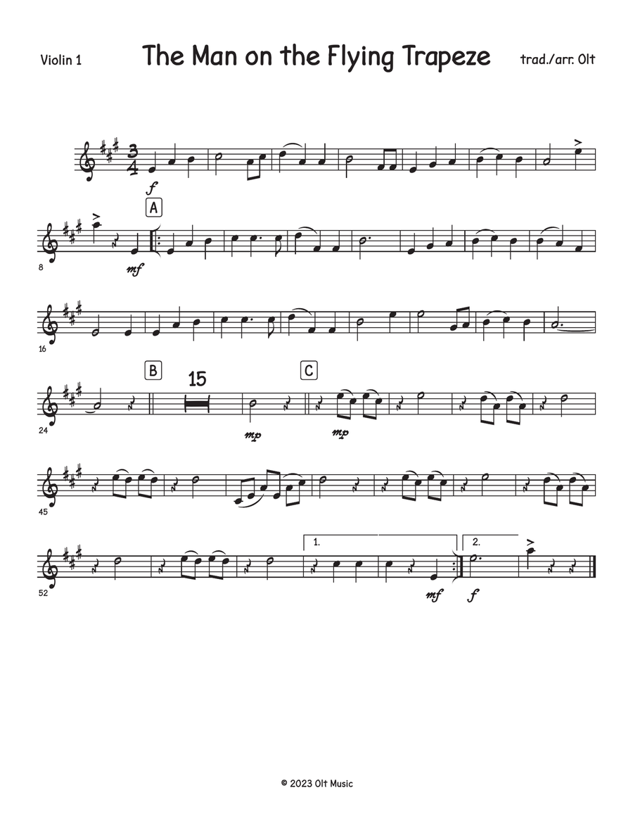 The Man on the Flying Trapeze String Quartet scores gallery preview page 3