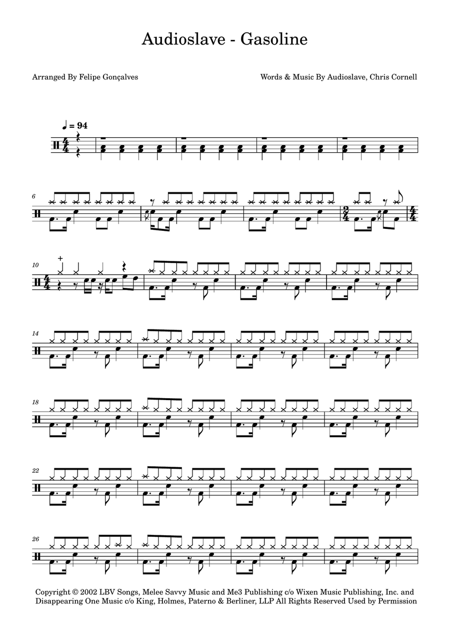 Gasoline Gasoline Drum Set scores gallery preview page 1