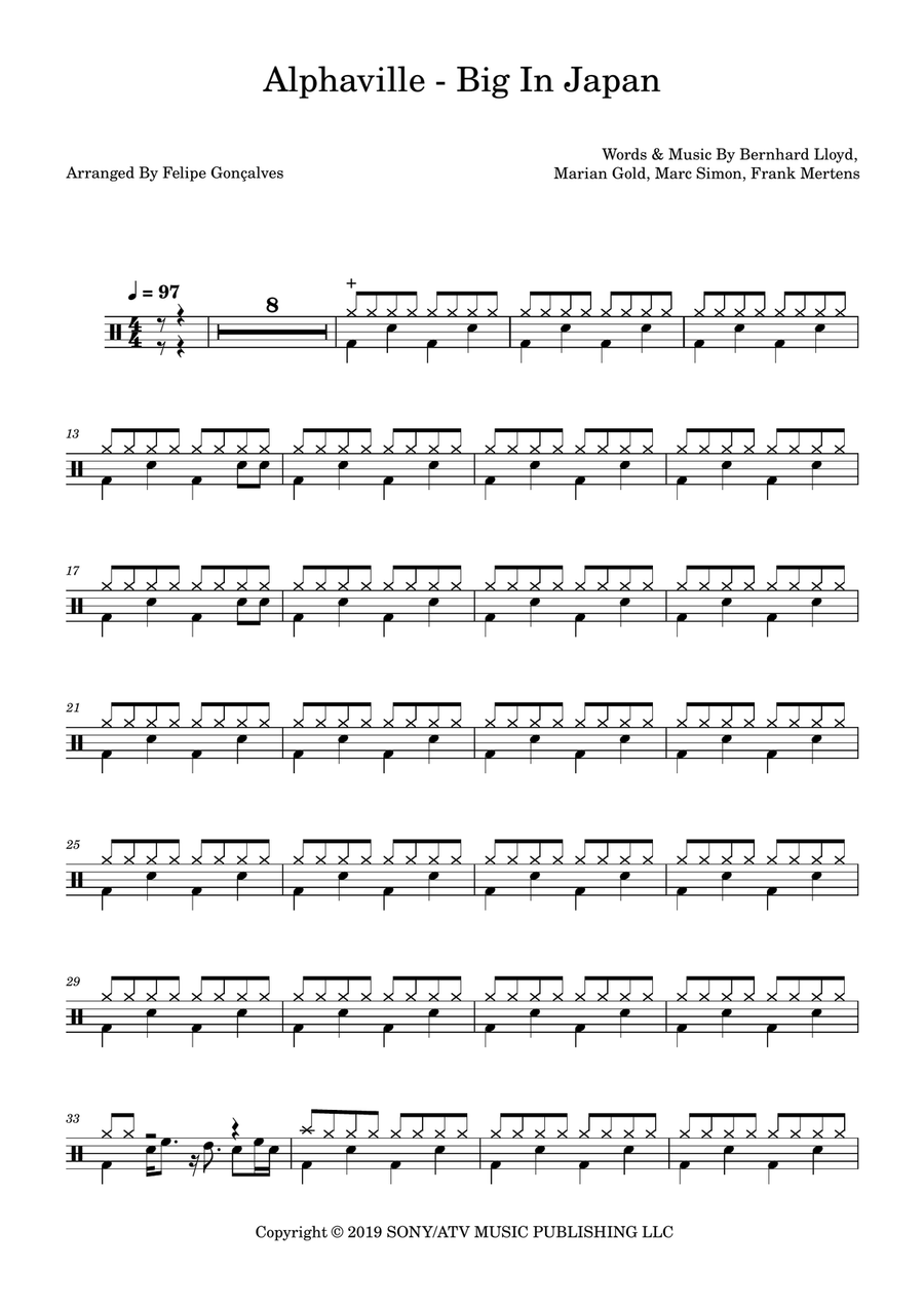 Big In Japan Big In Japan Drum Set scores gallery preview page 1