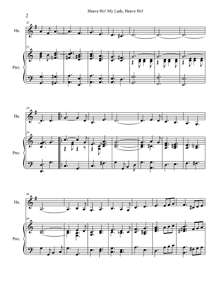 Heave Ho! My Lads, Heave Ho! - for Horn in F with Piano Accompaniment Piano scores gallery preview page 4
