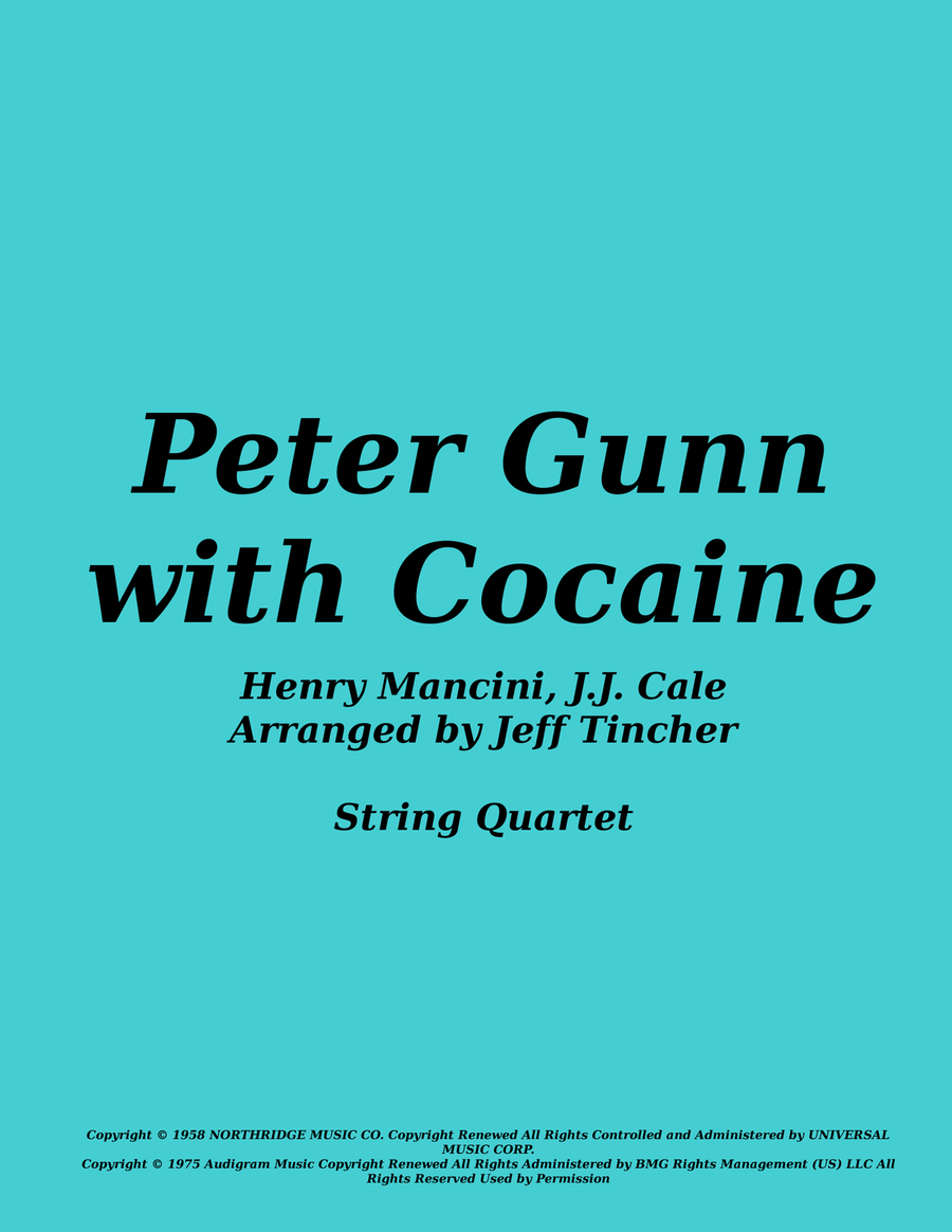 Medley: Peter Gunn with Cocaine String Quartet scores gallery preview page 1