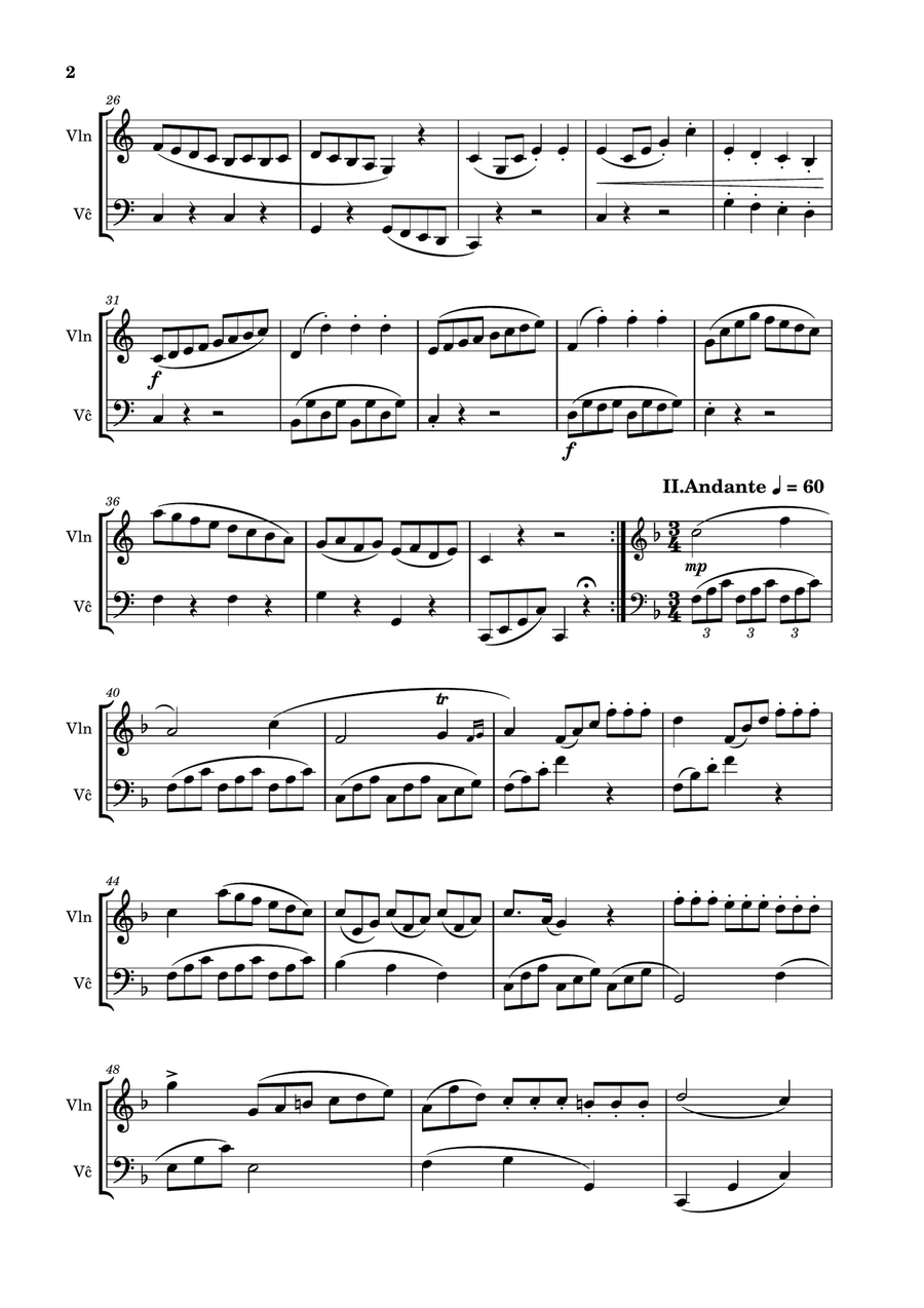 Clementi - Sonatina in C Major, Op.36 No.1 (For Violin and Cello Duet) Score and Parts String Duet scores gallery preview page 2
