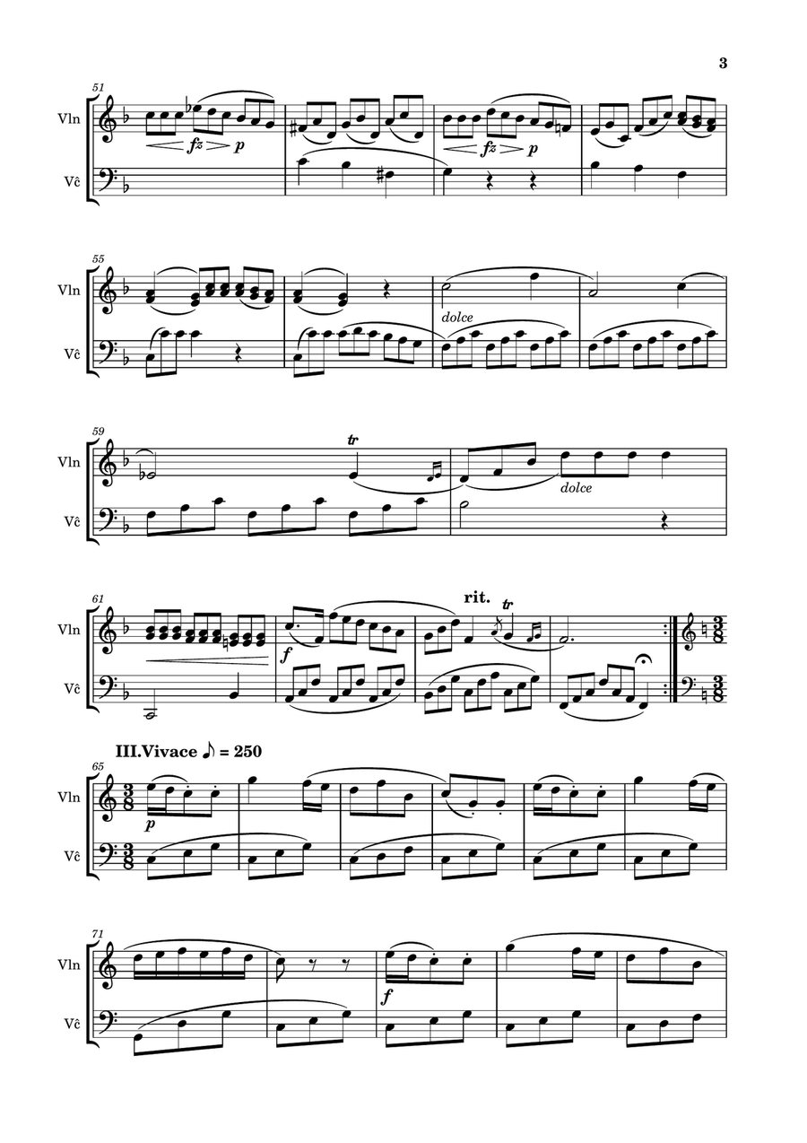 Clementi - Sonatina in C Major, Op.36 No.1 (For Violin and Cello Duet) Score and Parts String Duet scores gallery preview page 3