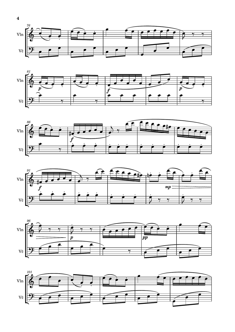 Clementi - Sonatina in C Major, Op.36 No.1 (For Violin and Cello Duet) Score and Parts String Duet scores gallery preview page 4