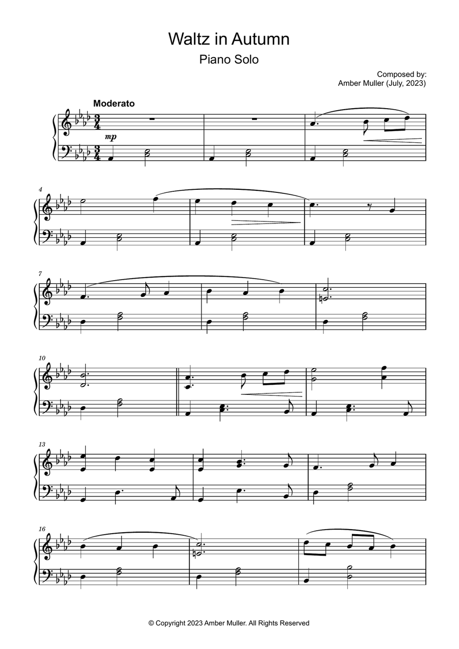Waltz in Autumn Waltz in Autumn Easy Piano scores gallery preview page 1