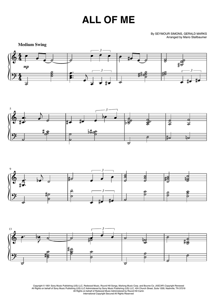 All Of Me Piano Solo scores gallery preview page 1