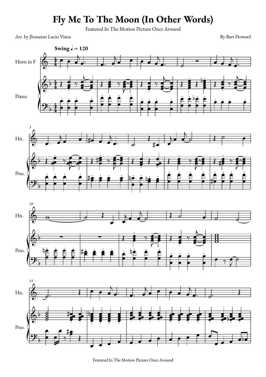Fly Me To The Moon (In Other Words) Piano scores gallery preview page 1