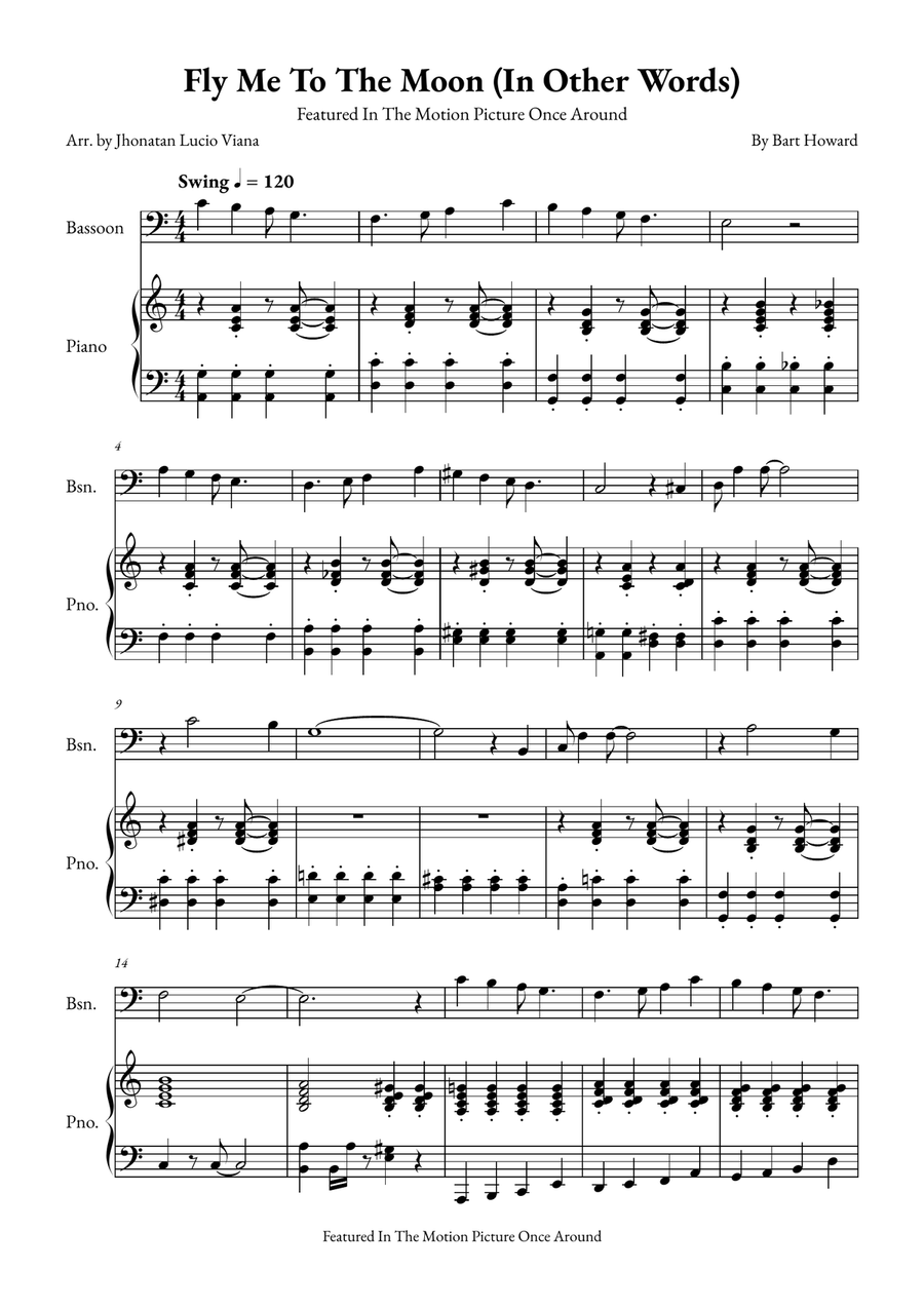 Fly Me To The Moon (In Other Words) Bassoon scores gallery preview page 1