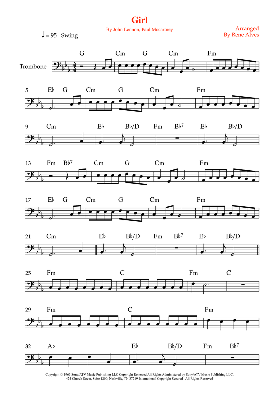 Girl Girl Trombone Solo scores gallery preview page 1
