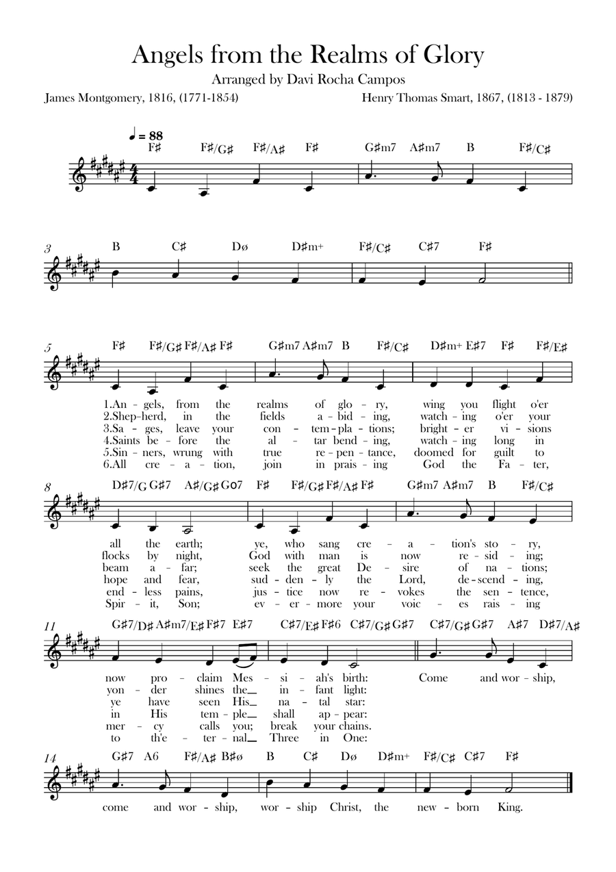 Angels from the Realms of Glory Piano scores gallery preview page 1