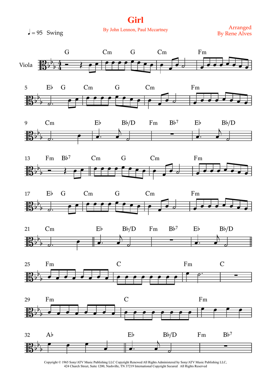 Girl Viola Solo scores gallery preview page 1