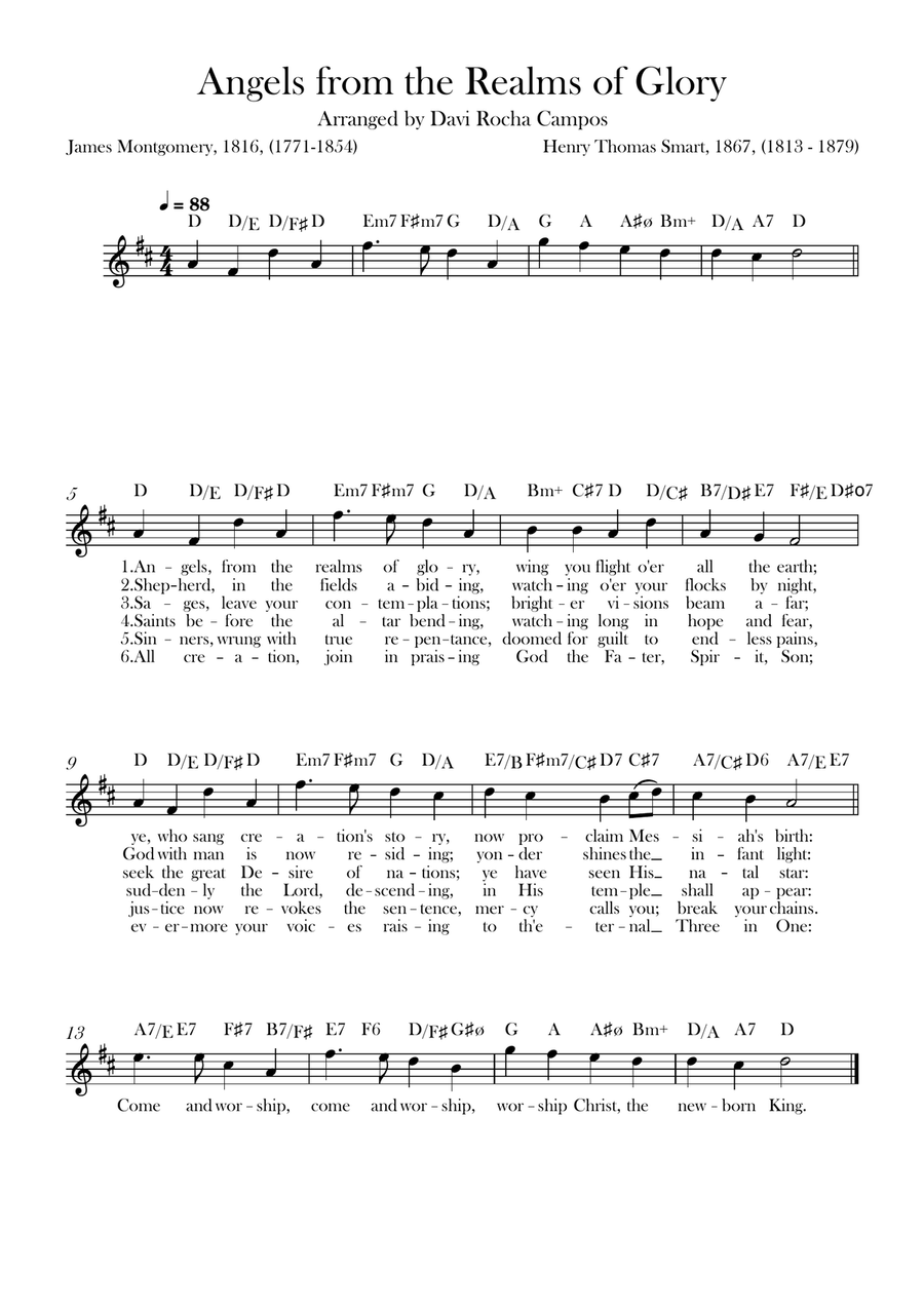 Angels from the Realms of Glory Piano scores gallery preview page 1