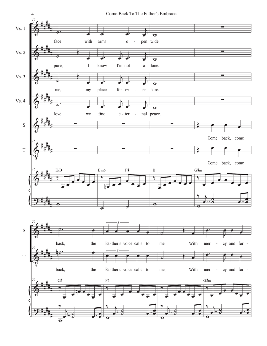 Come Back To The Father's Embrace (2-part choir - (Soprano and Tenor) 2-Part scores gallery preview page 4