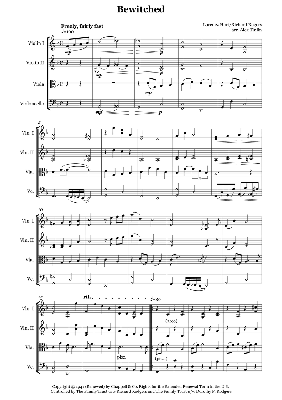Bewitched Bewitched String Quartet scores gallery preview page 2