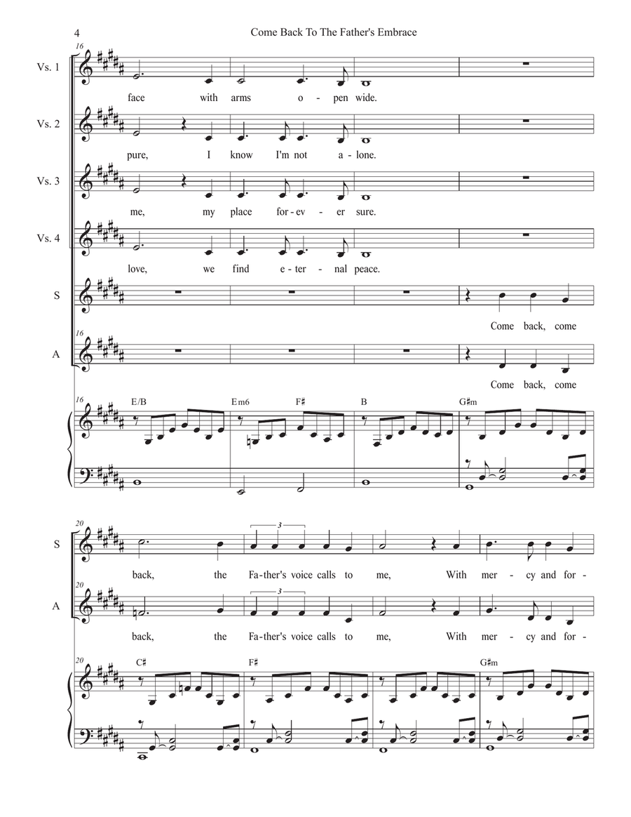 Come Back To The Father's Embrace (2-part choir - (SA) SA scores gallery preview page 4
