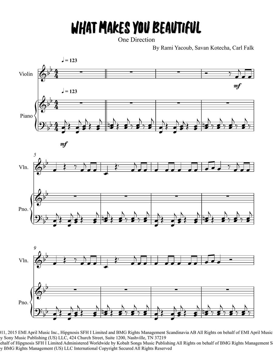 What Makes You Beautiful What Makes You Beautiful Violin Solo scores gallery preview page 1
