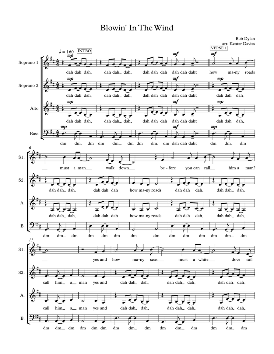 Blowin' In The Wind Blowin' In The Wind 4-Part scores gallery preview page 1