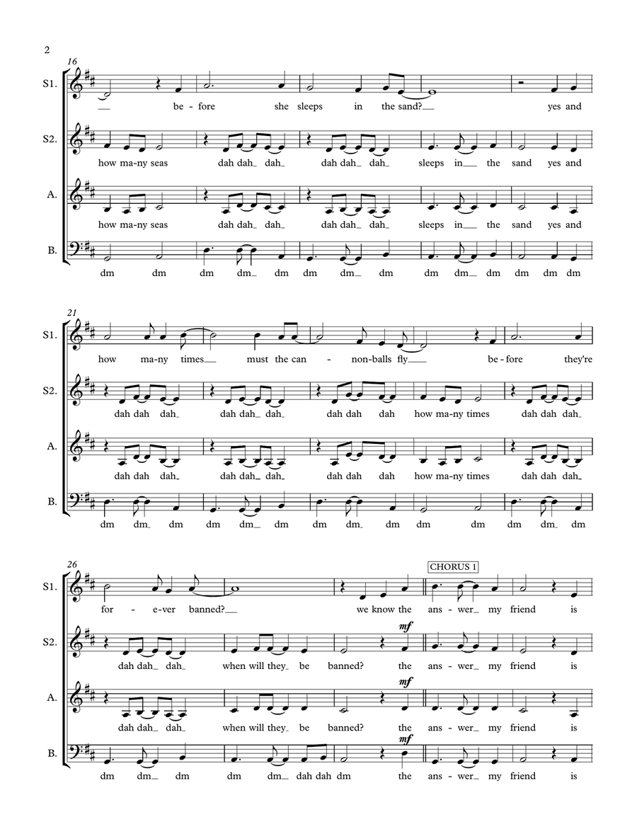 Blowin' In The Wind Blowin' In The Wind 4-Part scores gallery preview page 2